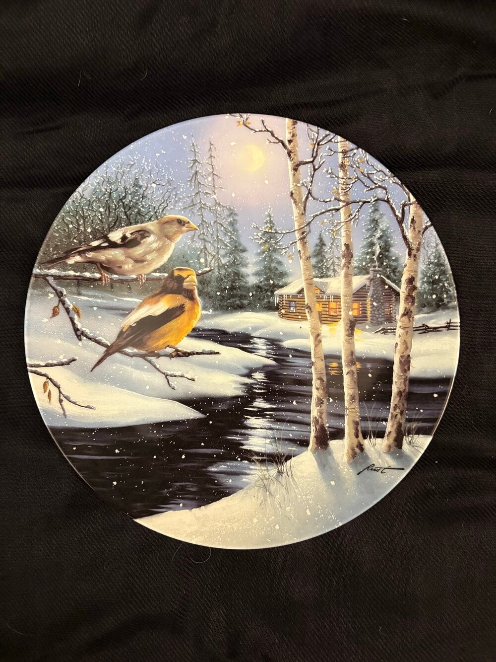 WL George Wings of Winter Collector Plate Birds DL Rusty Rust Country Farmhouse